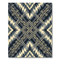 Geometric Gold And Navy Braided Lines Rug