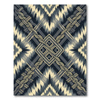 Geometric Gold And Navy Braided Lines Rug