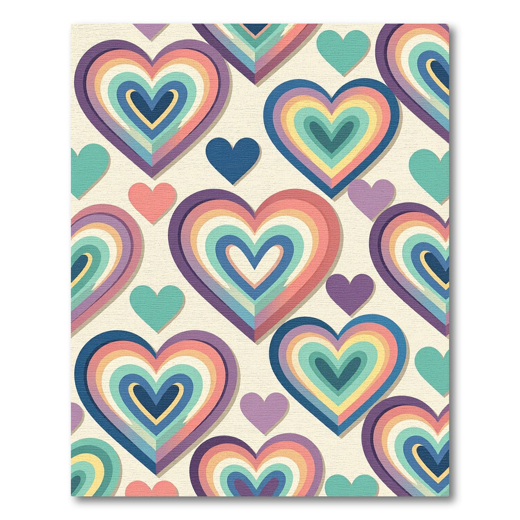 Vibrant Retro Rainbow Layered Heart Rug