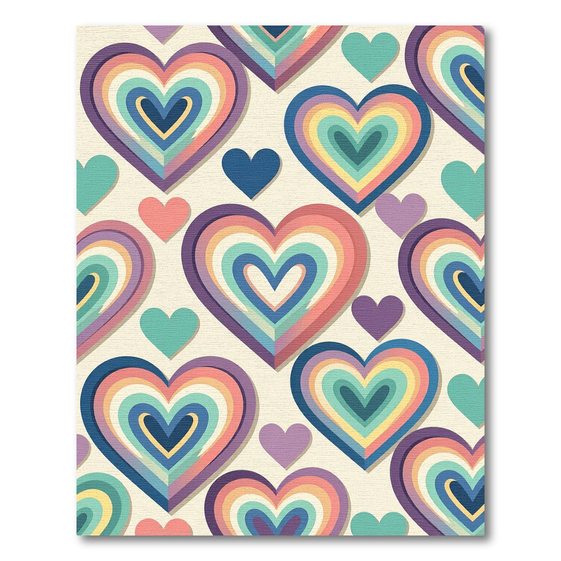 Vibrant Retro Rainbow Layered Heart Rug