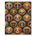 Vintage Gold Framed Canine Portrait Mosaic Rug