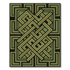 Olive Geometric Interlocking Labyrinth Art Rug