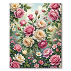 Lush Pink and Cream Rose Garden Rug