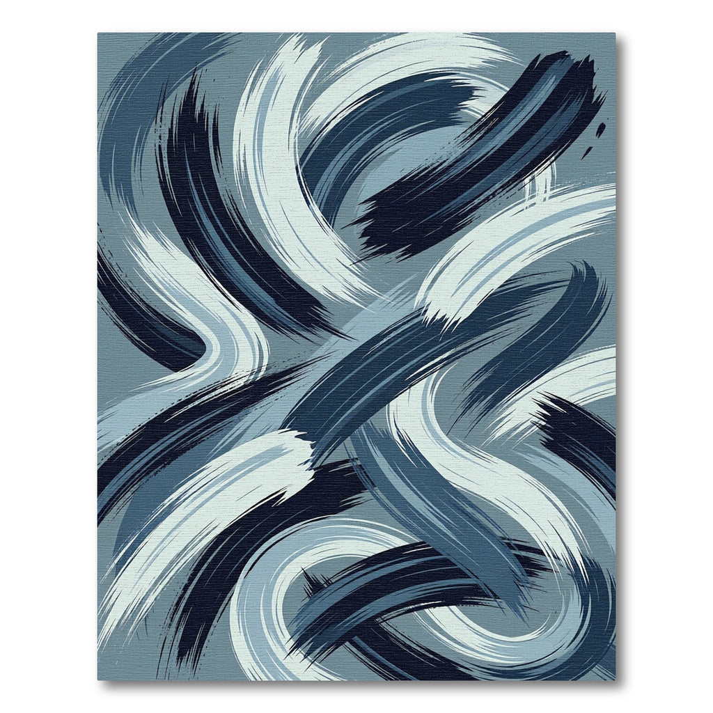 Abstract Navy and Sky Blue Swirl Rug