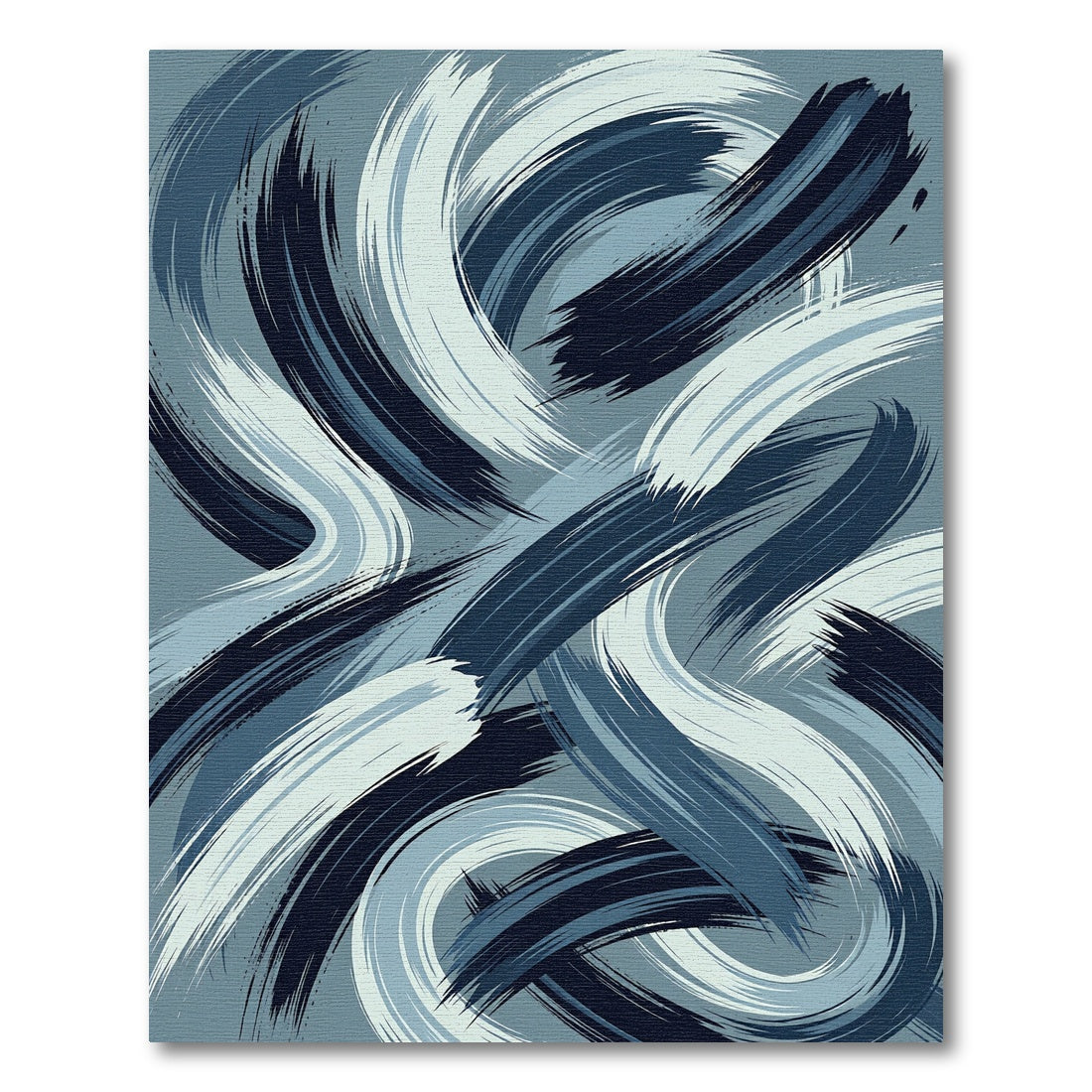 Abstract Navy and Sky Blue Swirl Rug