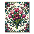 Pink Tulip and Raspberry Botanical Bouquet Rug