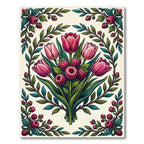 Pink Tulip and Raspberry Botanical Bouquet Rug
