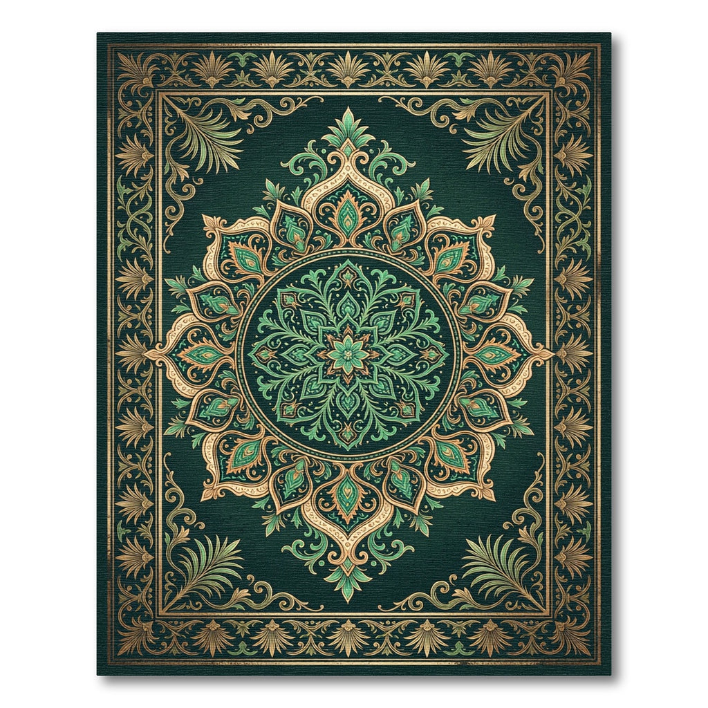 Emerald Forest Ornate Floral Medallion Rug