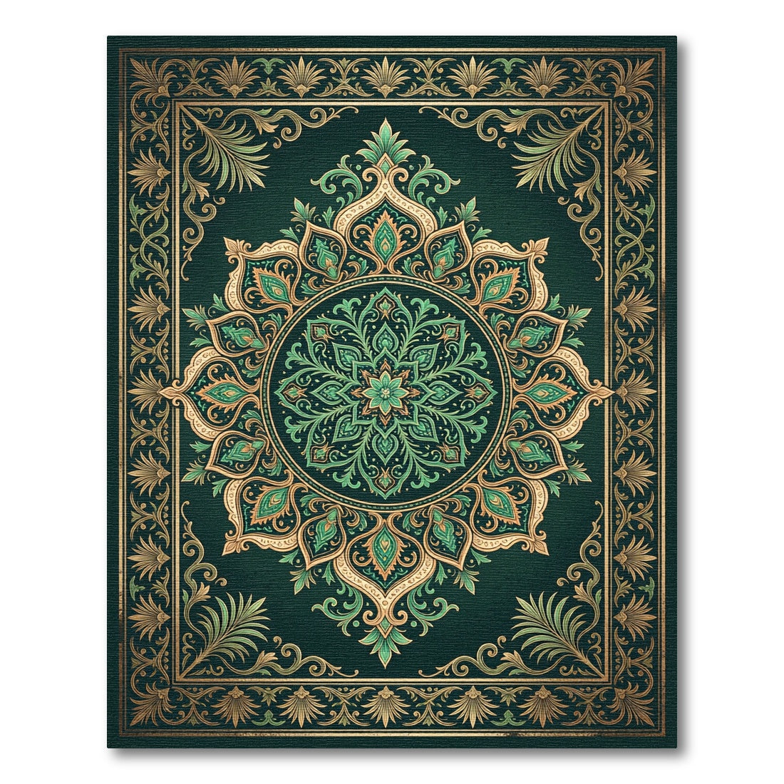 Emerald Forest Ornate Floral Medallion Rug