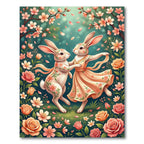 Whimsical Floral Bunny Garden Tapestry Rug