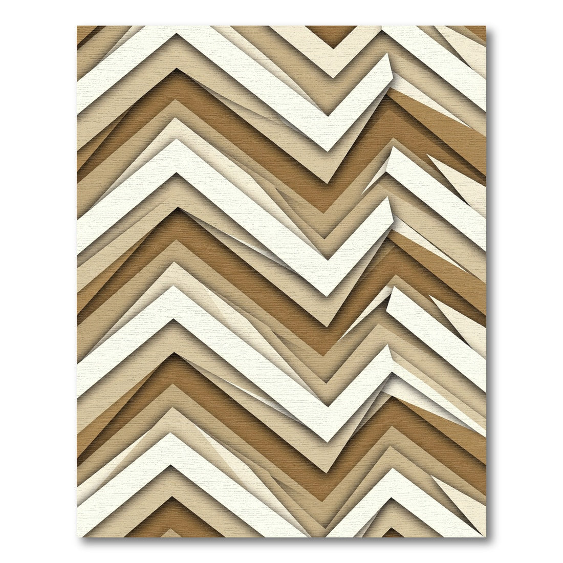 Modern Beige Chevron Layered Abstract Rug