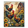 Vibrant Rooster Farmhouse Sunflower Meadow Rug