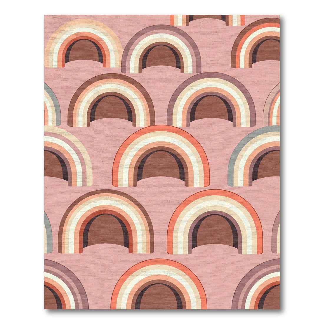 Retro Boho Rainbow Arch Pink Rug
