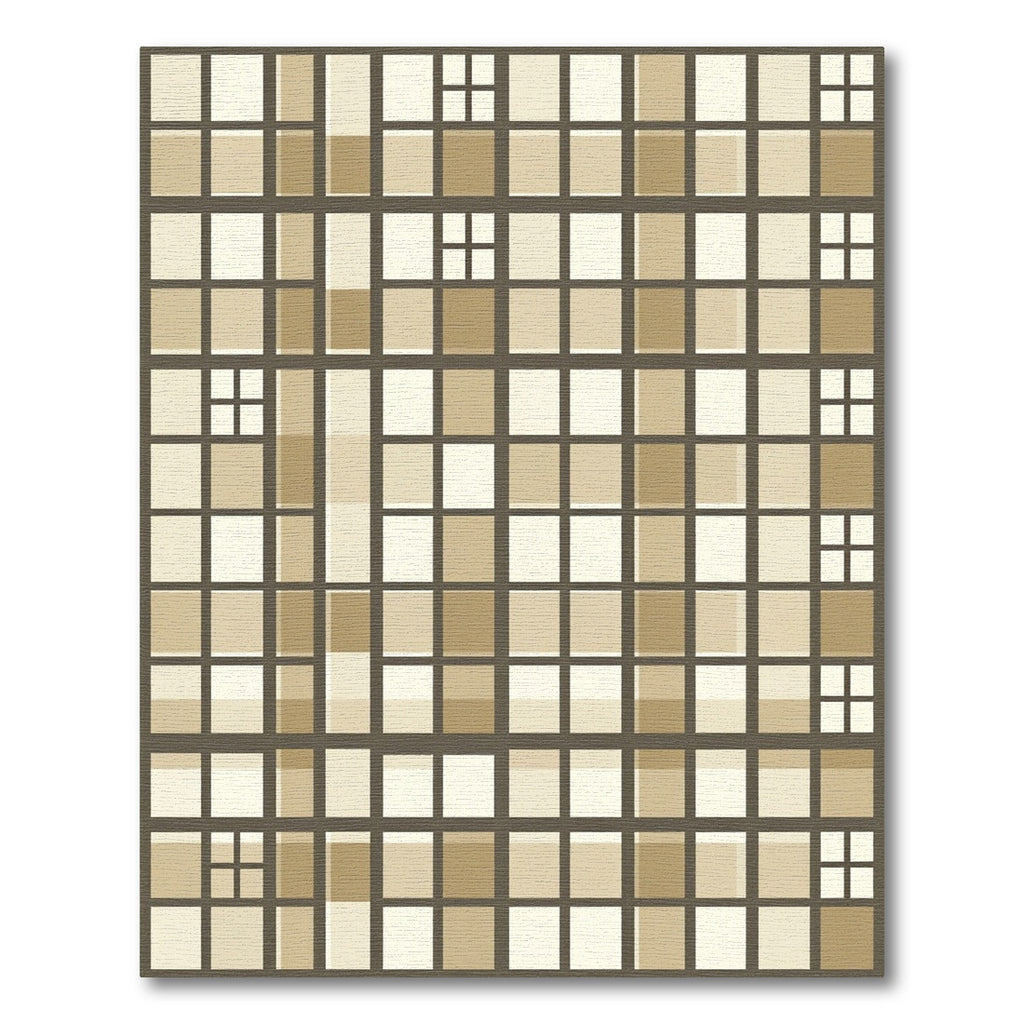 Earthy Geometric Grid with Light Squares Rug