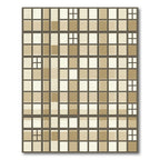 Earthy Geometric Grid with Light Squares Rug