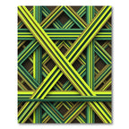 Geometric Lime and Olive Interwoven Grid Rug