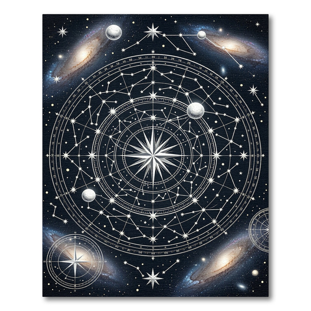 Cosmic Celestial Compass Star Map Rug