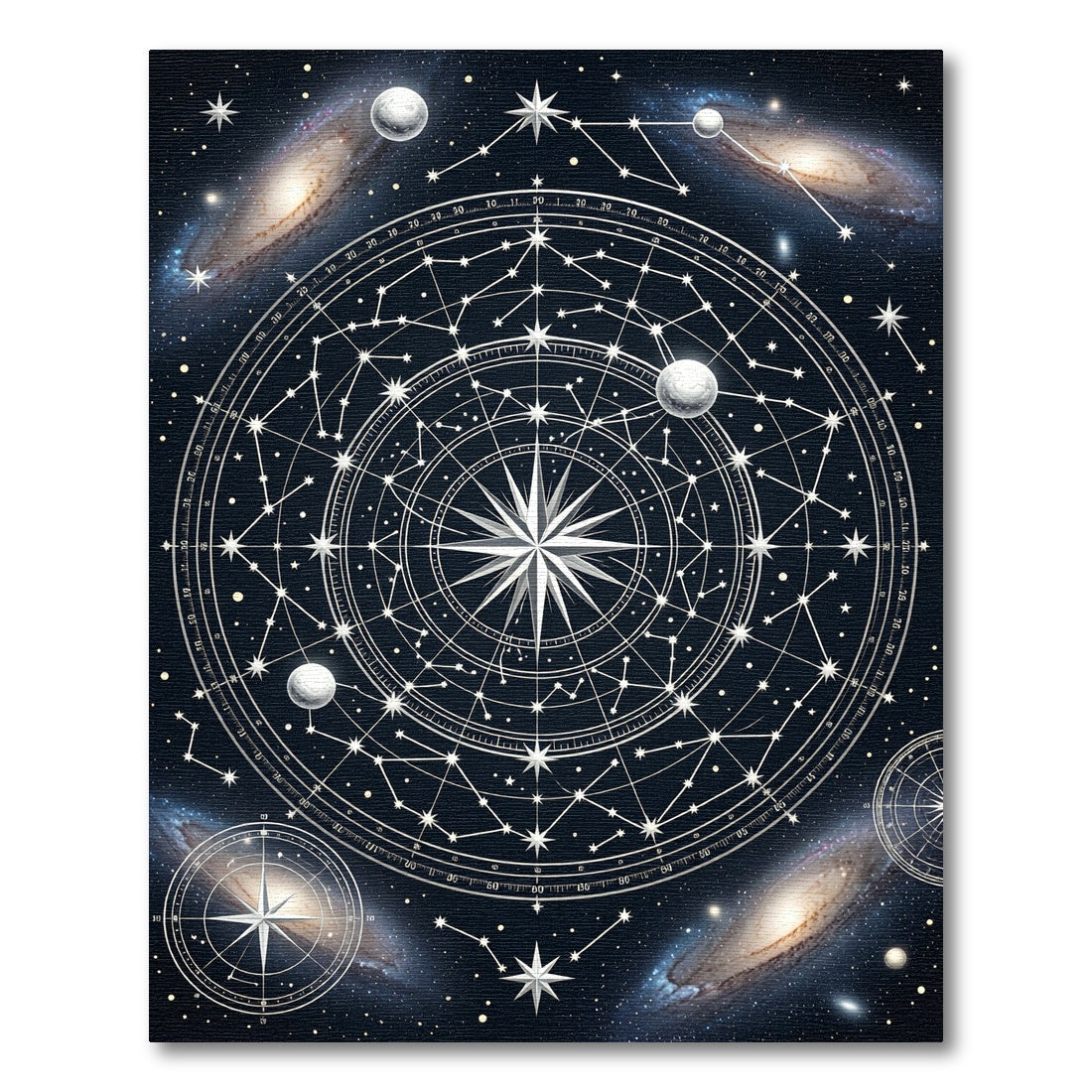 Cosmic Celestial Compass Star Map Rug