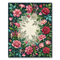 Crimson Rose Coral Pink Floral Garland Rug