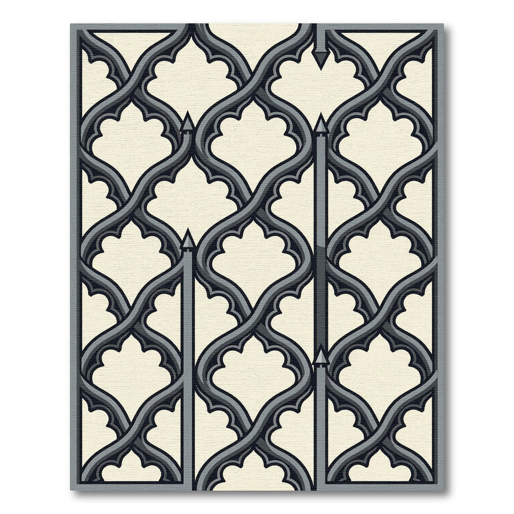 Gothic Arch Scrollwork Gray Rug