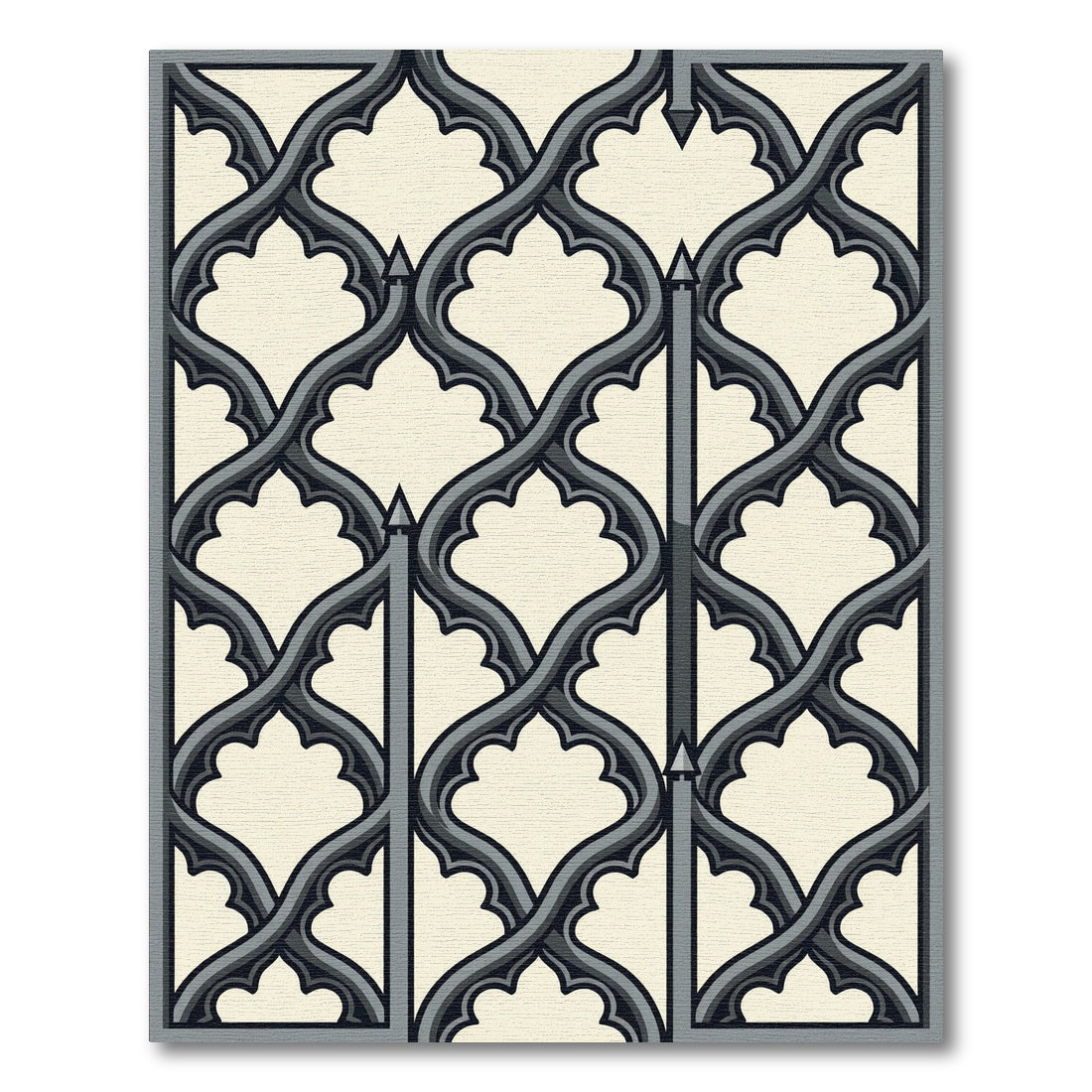 Gothic Arch Scrollwork Gray Rug