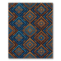 Vibrant Geometric Indigo and Amber Diamond Rug