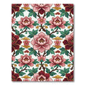 Pink Peony Floral Scroll Artwork Rug