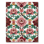 Pink Peony Floral Scroll Artwork Rug