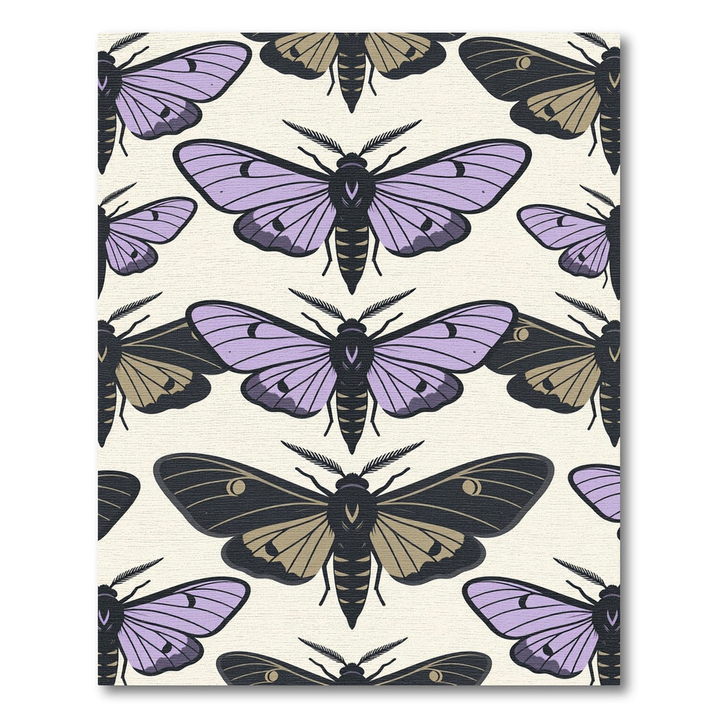 Whimsical Purple Moth Botanical Art Rug