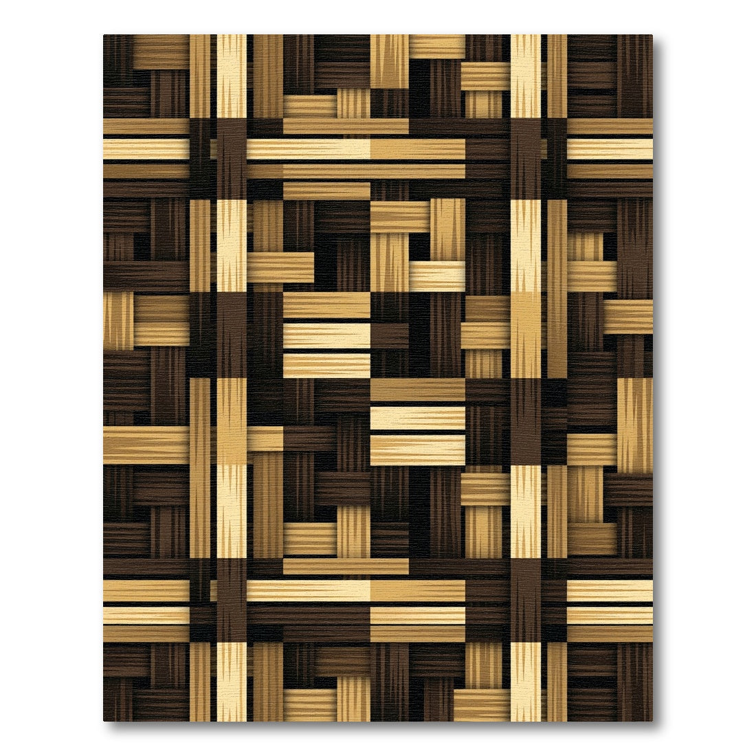 Warm Brown Woven Wood Panel Rug