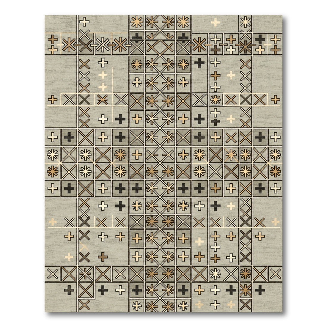 Geometric Tan Lattice Star Rug