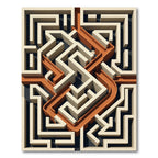 Geometric Amber And Cream Labyrinth Rug