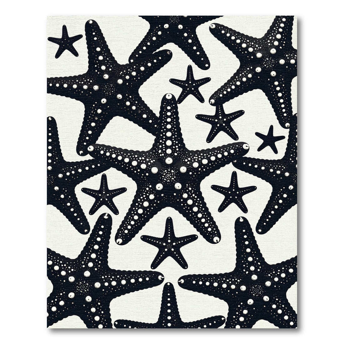 Bold Black Starfish Sea Life Rug