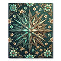 Gilded Teal Floral Geometric Star Rug