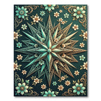 Gilded Teal Floral Geometric Star Rug