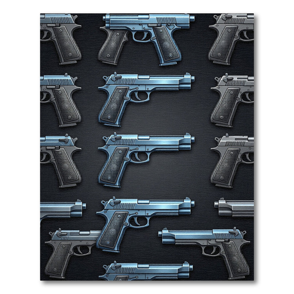 Metallic Blue Handgun Isometric Repeat Rug