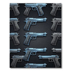 Metallic Blue Handgun Isometric Repeat Rug