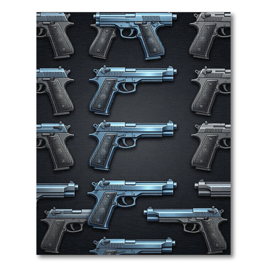 Metallic Blue Handgun Isometric Repeat Rug