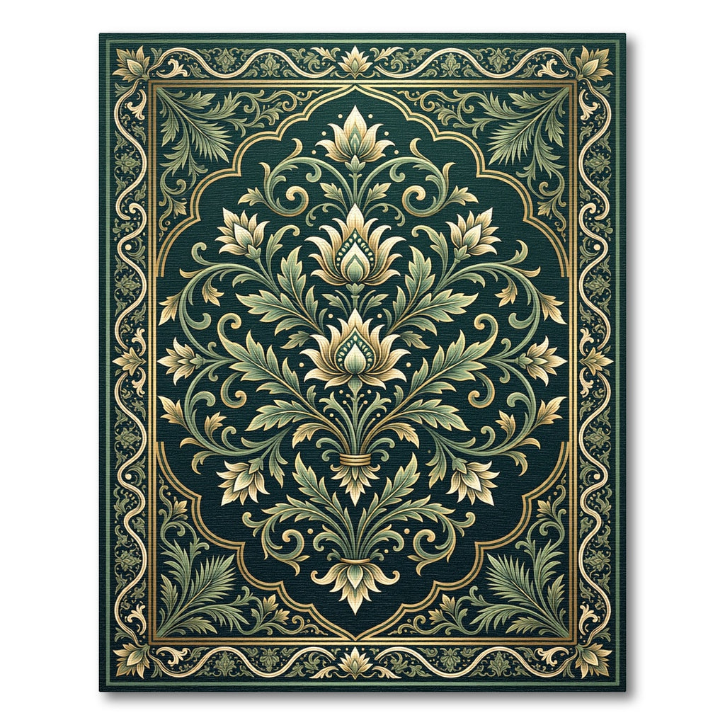 Emerald Green Floral Ornamental Foliage Rug