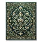 Emerald Green Floral Ornamental Foliage Rug