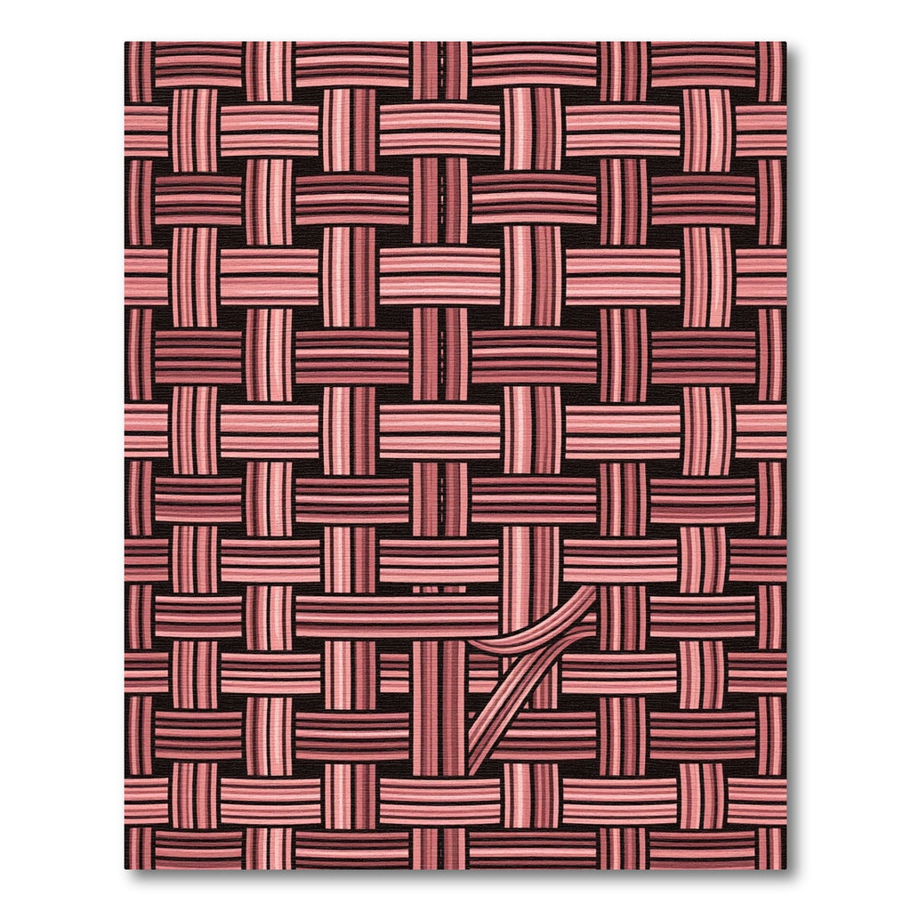 Salmon Pink Woven Texture Grid Rug