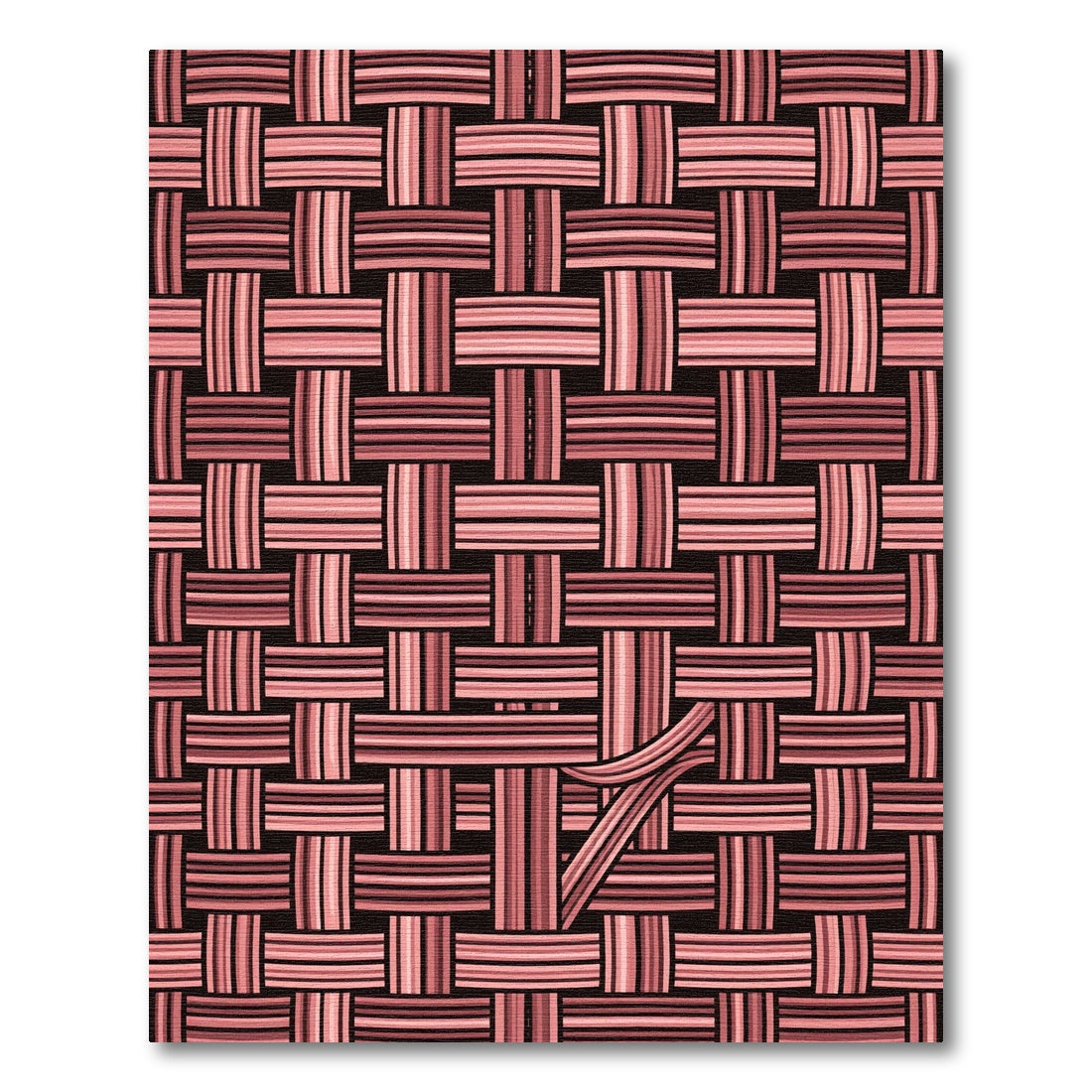 Salmon Pink Woven Texture Grid Rug