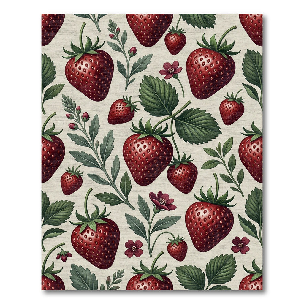 Sweet Strawberry Botanical Illustration Tapestry Rug