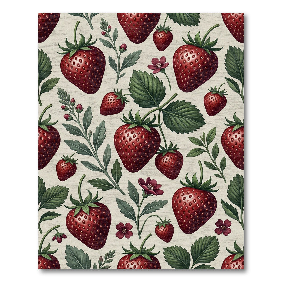 Sweet Strawberry Botanical Illustration Tapestry Rug