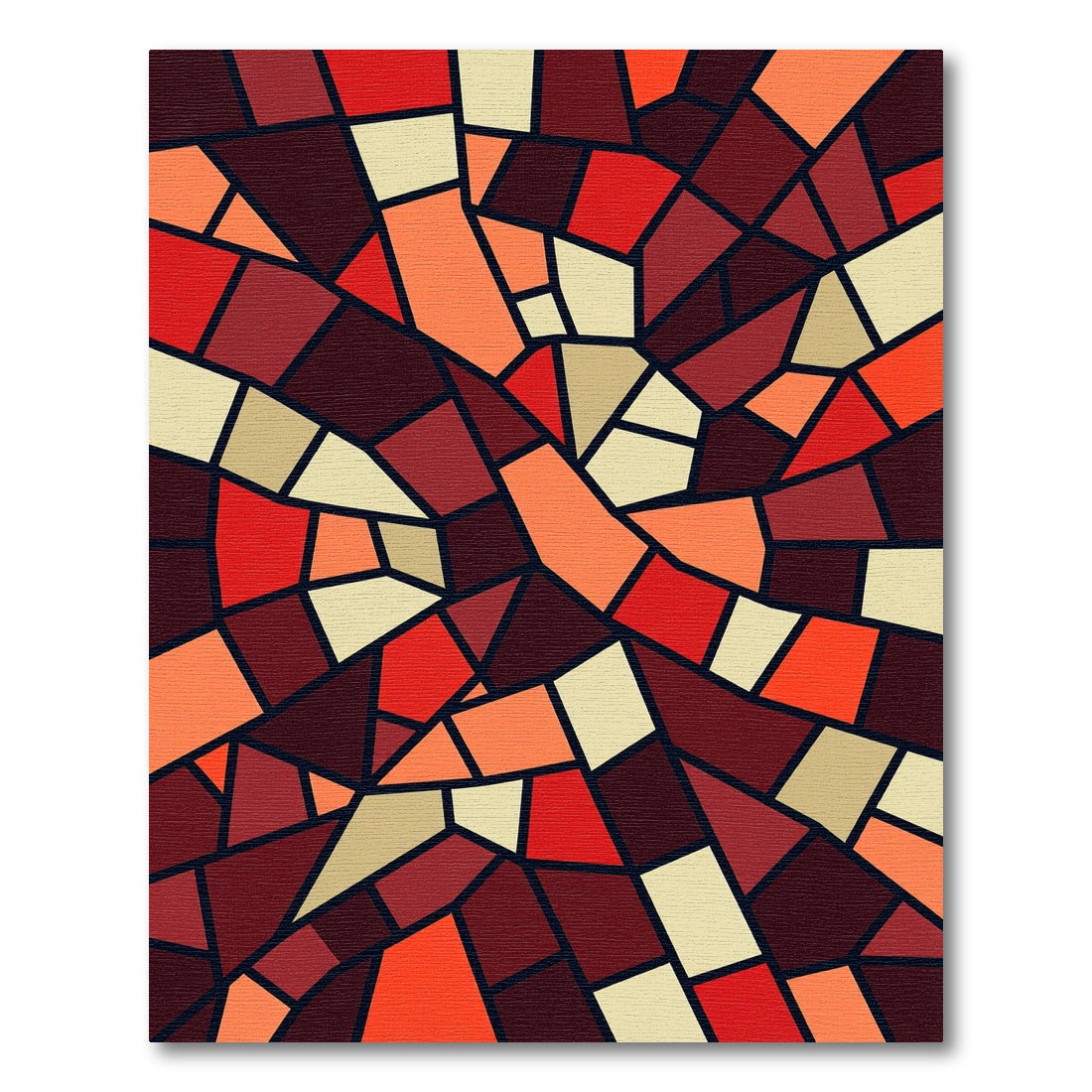 Crimson Orange Irregular Geometric Mosaic Rug