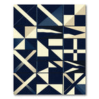Midnight Blue Geometric Grid Rug