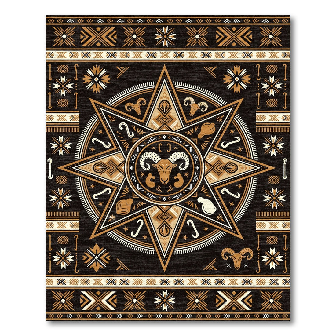 Geometric Ram Star Earthy Tone Rug
