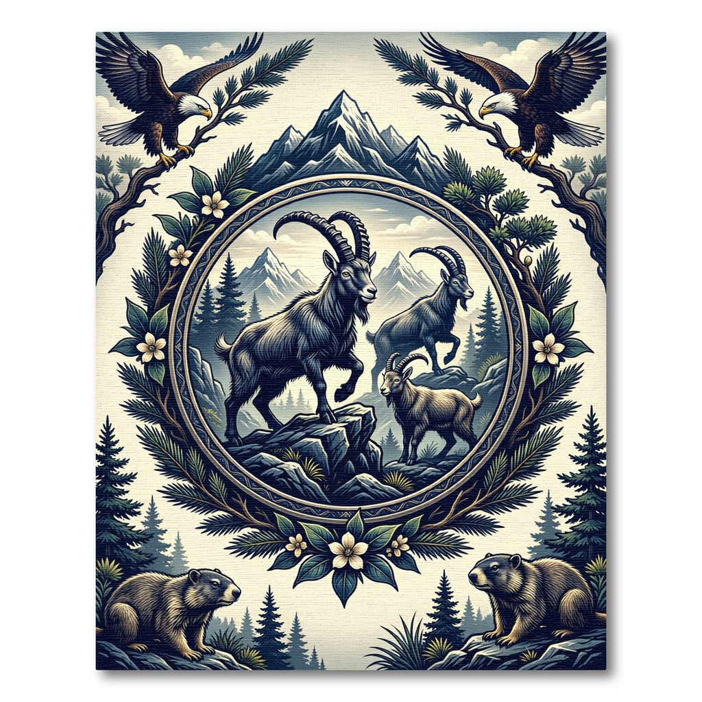 Majestic Mountain Wildlife Alpine Scenery Rug