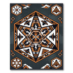 Earthy Hexagonal Geometric Aztec Symbol Rug