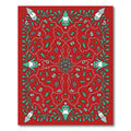 Red Teal Botanical Garden Scene Rug